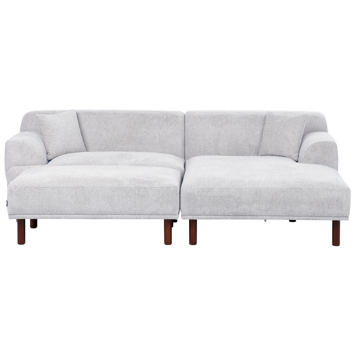 Beliani-HOLT-Hoekbank met ottomaan-Lichtgrijs-Linkszijdig-Polyester