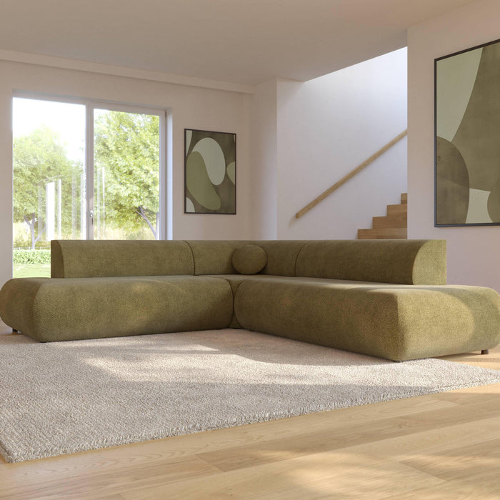 by fonQ Wisp Hoekbank Links/Rechts met Slaapfunctie - Chenille - Olijfgroen