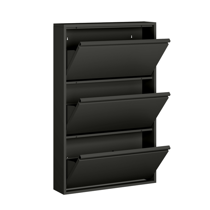 by fonQ Klip Schoenenkast - 3 Vakken - Zwart