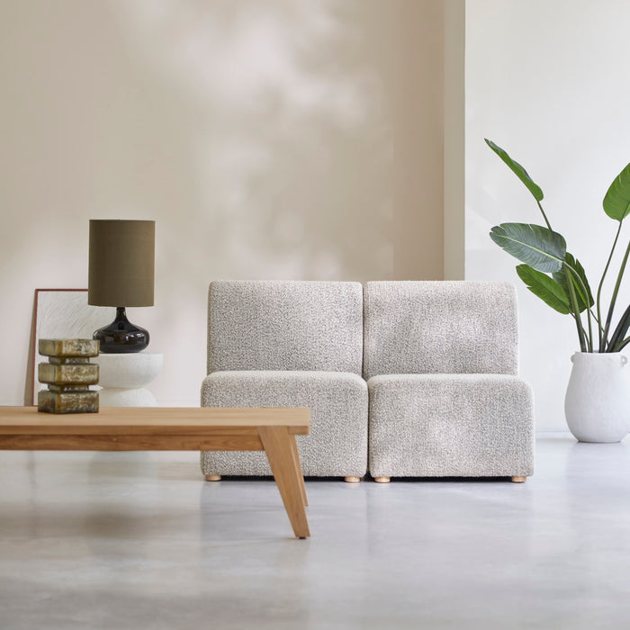 Tikamoon - Modulaire 2-zitsbank van massief acacia en grijze stof