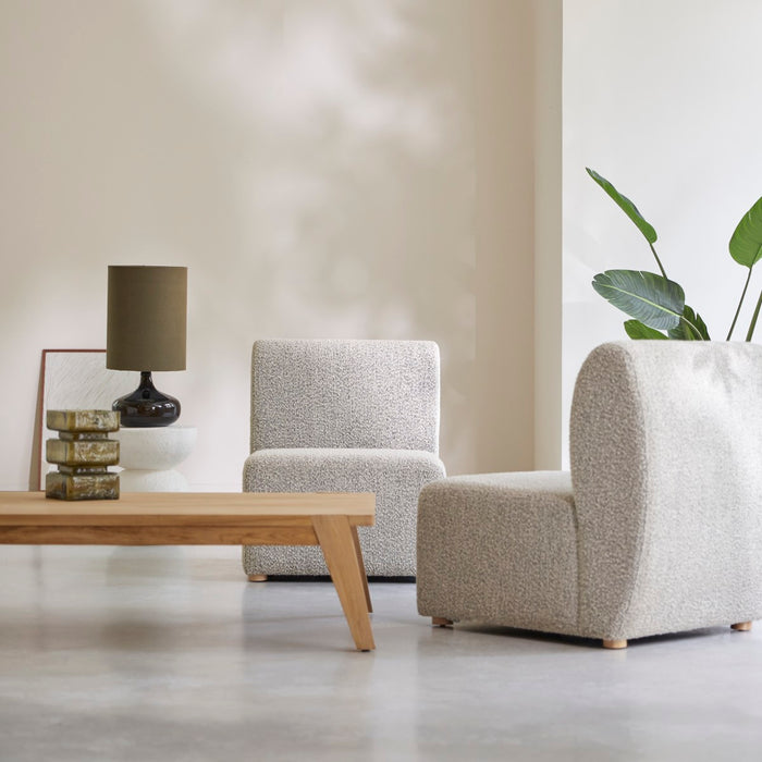 Tikamoon - Modulaire 2-zitsbank van massief acacia en grijze stof