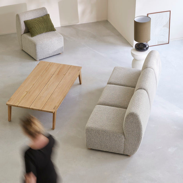 Tikamoon - Modulaire 3-zitsbank van massief acacia en grijze stof