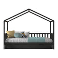 Vipack Dallas Huisbed met Hekje en Bedlade 90 x 200 cm - Antraciet