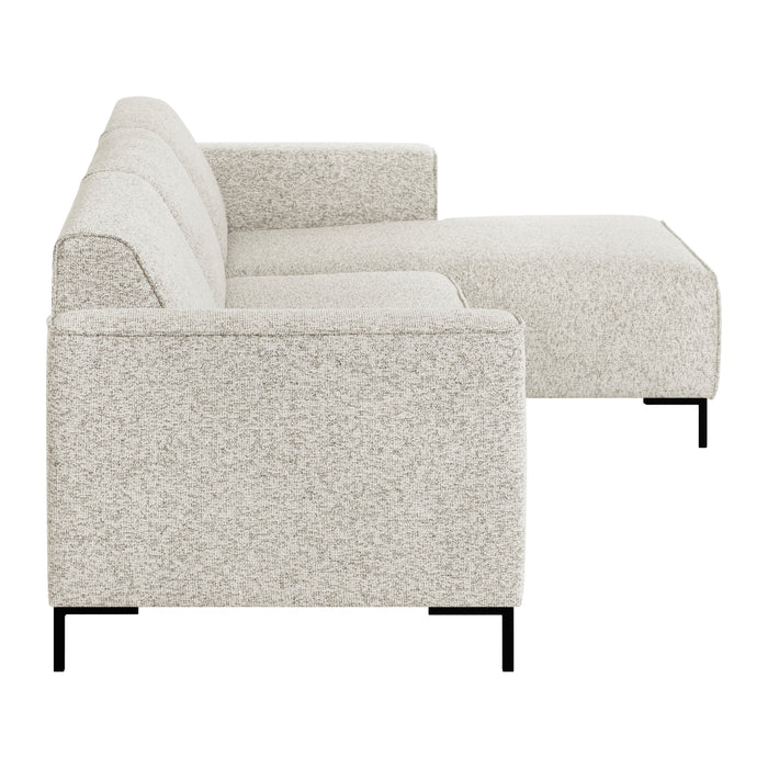by fonQ Loft Hoekbank met Chaise Longue Rechts - Chenille Melange - Ecru