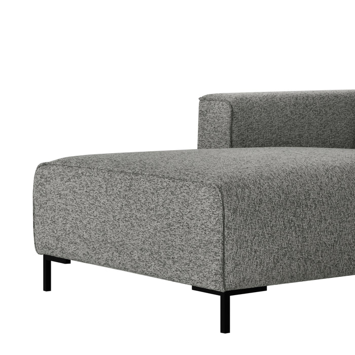 by fonQ Loft Hoekbank met Chaise Longue Rechts - Chenille Melange - Steengrijs