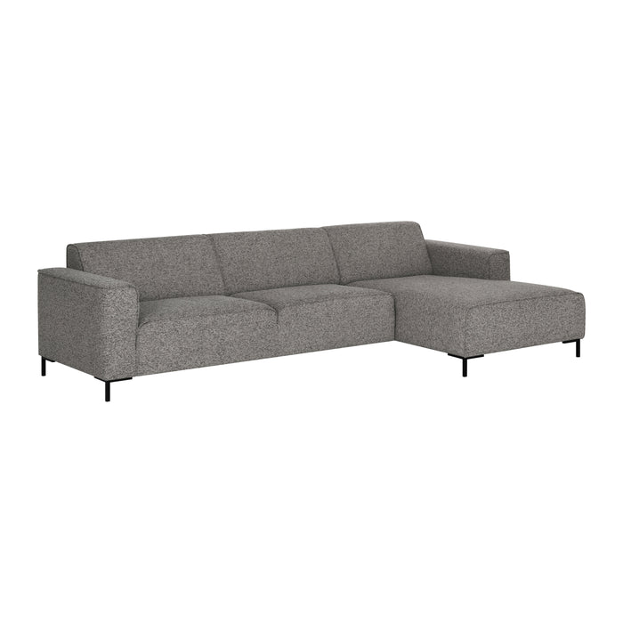 by fonQ Loft Hoekbank met Chaise Longue Rechts - Chenille Melange - Steengrijs