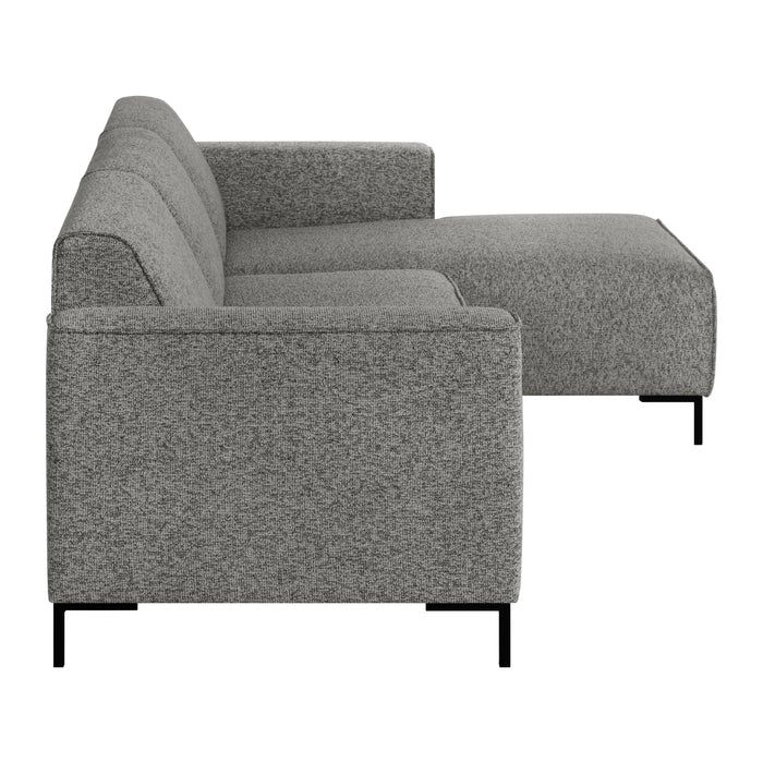 by fonQ Loft Hoekbank met Chaise Longue Rechts - Chenille Melange - Steengrijs