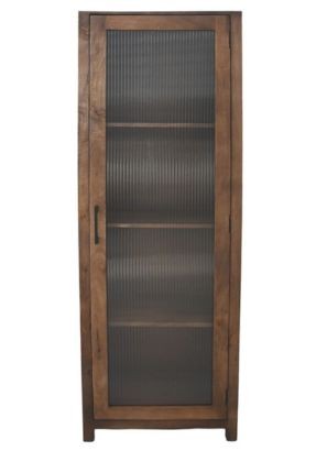 HSM Collection-Vitrinekast 1 Deur Rechts-60x40x180-Naturel-Mango|Glas
