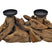 Kaarsenhouder op voet dubbel - 32x18x14 - Naturel|zwart -