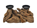 Kaarsenhouder op voet dubbel - 32x18x14 - Naturel|zwart -