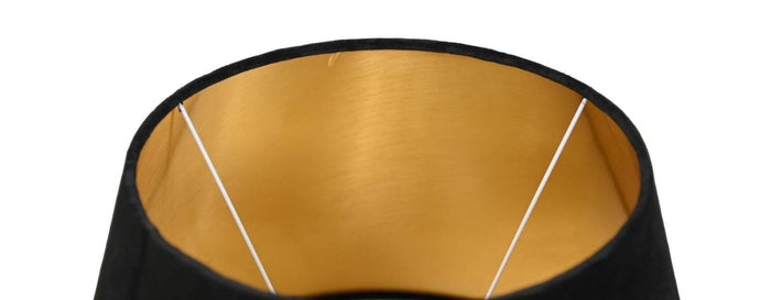 HSM Collection-Ronde Lampenkap Conisch-ø28-ø40x25-Zwart|Goud-Stof