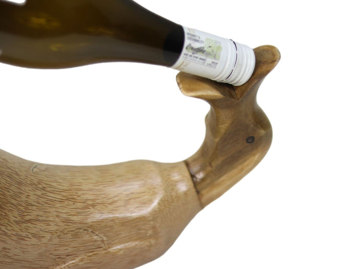 HSM Collection-Wijnfleshouder Duck-33x15x26-Naturel-Bamboe|Teak