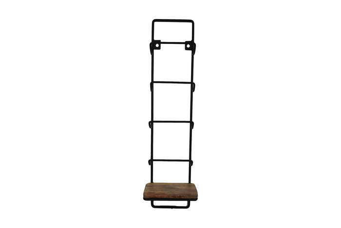 HSM Collection Wijnrek Mandoline wand 4 flessen H 70 cm hout zwart