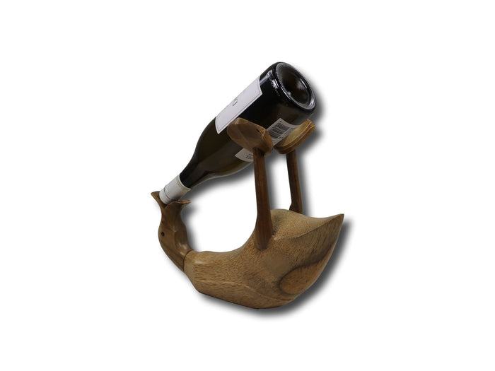HSM Collection-Wijnfleshouder Duck-33x15x26-Naturel-Bamboe|Teak