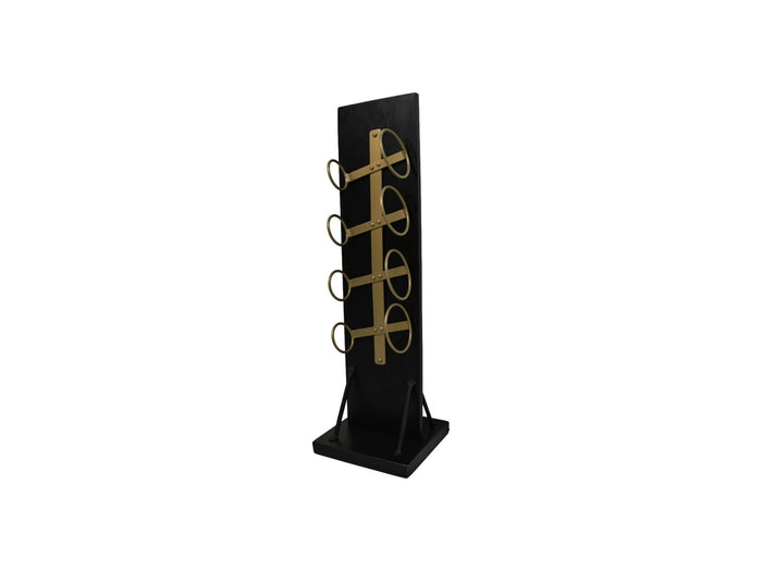 HSM Collection Wijnrek Diabo staand 4 flessen H 80 cm hout goud