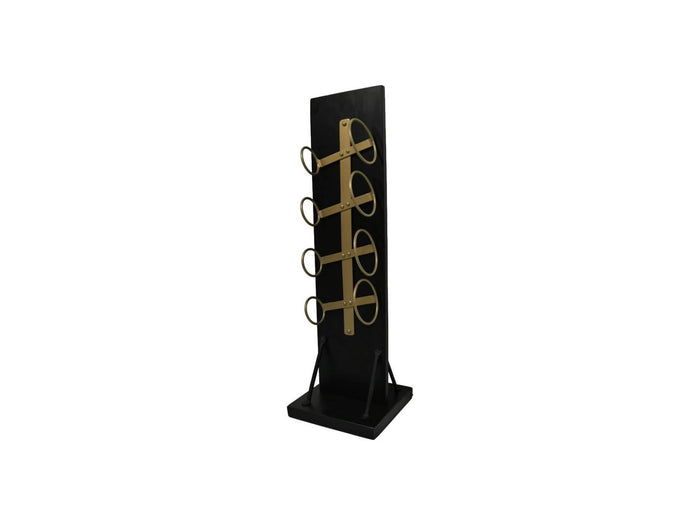 HSM Collection Wijnrek Diabo staand 4 flessen H 80 cm hout goud