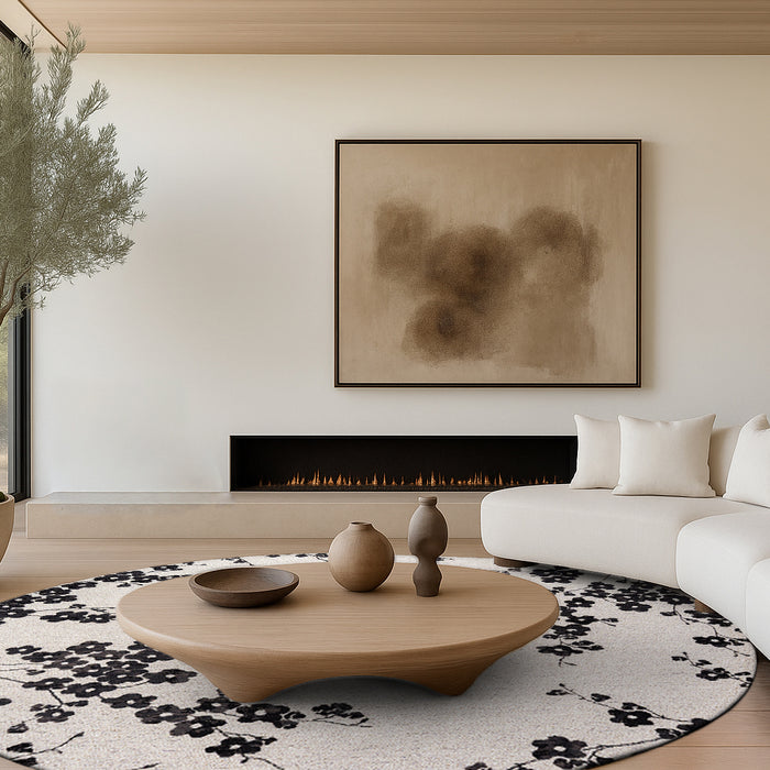 Louis de Poortere Sakura Vloerkleed Ø 140 cm - Night Snow