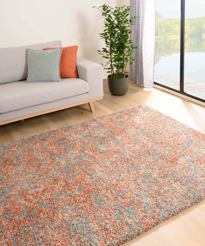 Tapeso Hoogpolig vloerkleed gemêleerd- Blend oranje|blauw - 80x150 cm