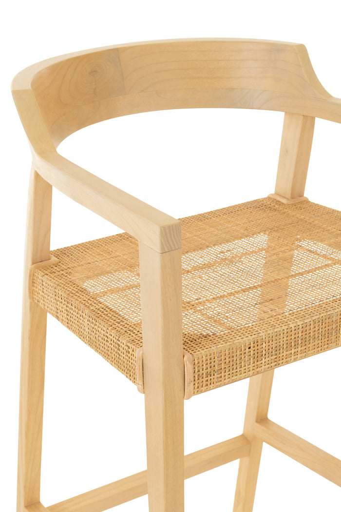 J-line - Barstoel Emma Teakhout Naturel - 55x53x100cm