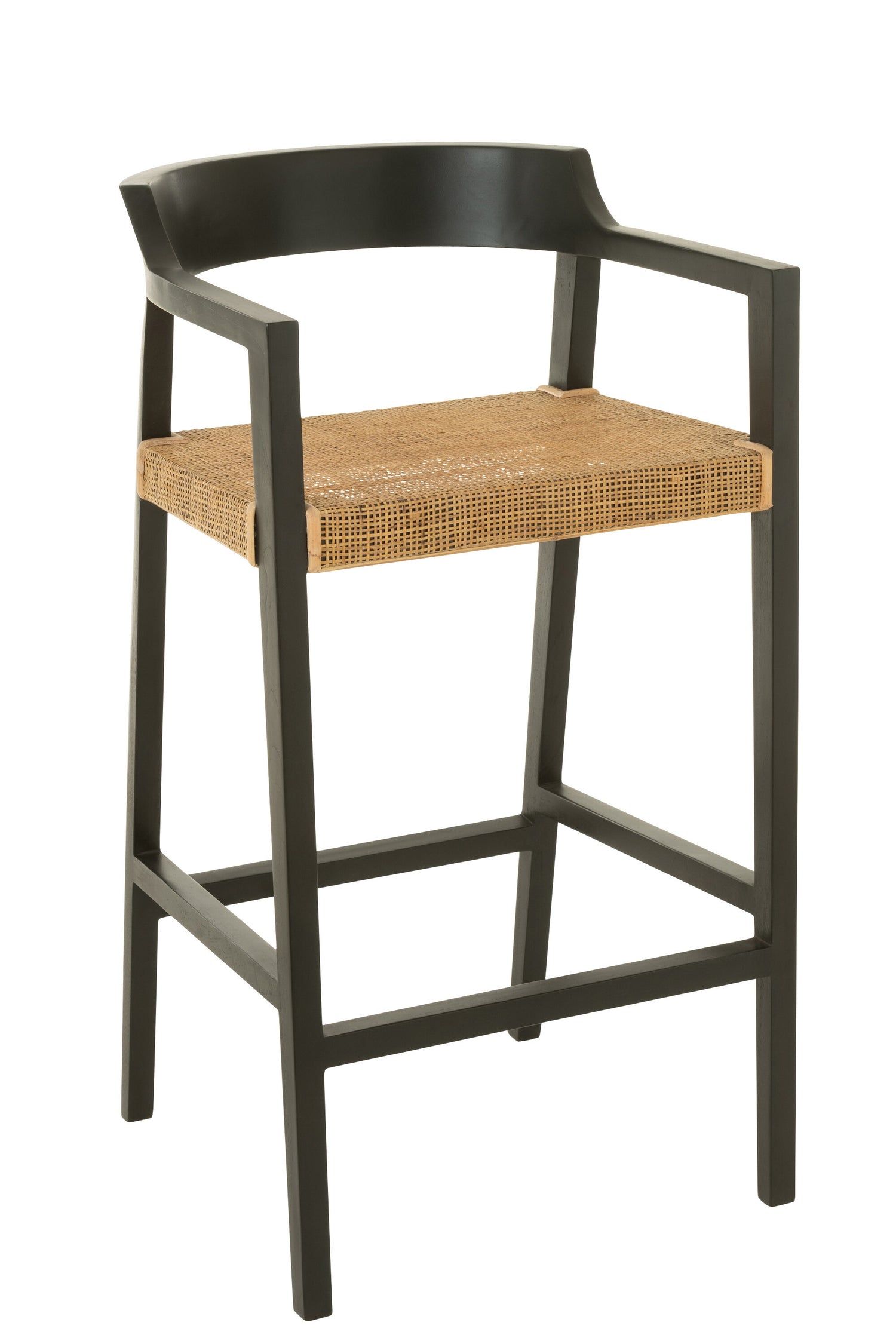 J-line - Barstoel Emma Teakhout Zwart|bruin - 55x53x100cm