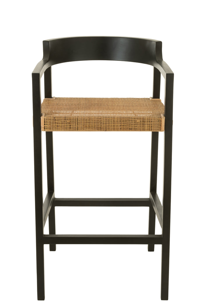 J-line - Barstoel Emma Teakhout Zwart|bruin - 55x53x100cm