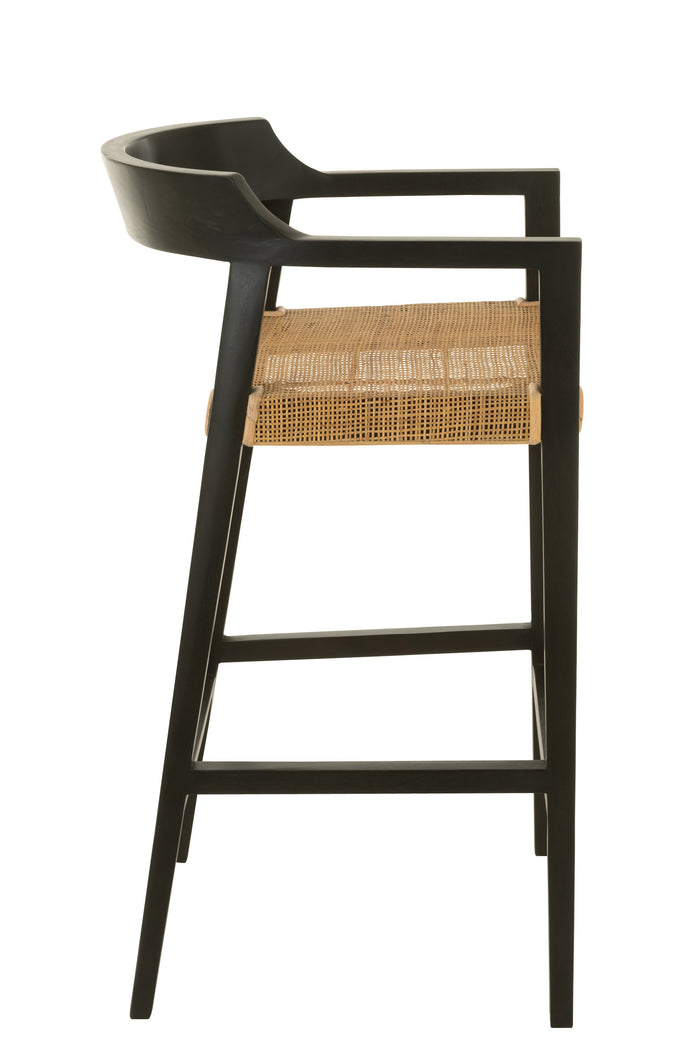 J-line - Barstoel Emma Teakhout Zwart|bruin - 55x53x100cm