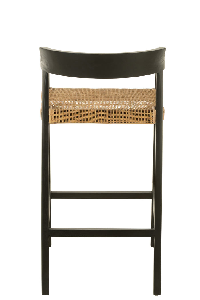 J-line - Barstoel Emma Teakhout Zwart|bruin - 55x53x100cm