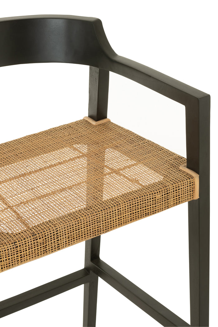 J-line - Barstoel Emma Teakhout Zwart|bruin - 55x53x100cm