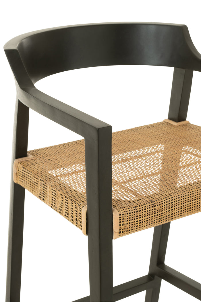 J-line - Barstoel Emma Teakhout Zwart|bruin - 55x53x100cm