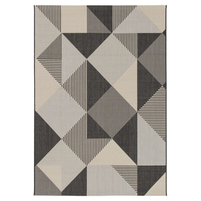 Tapeso Buitenkleed ruiten - Verdance Mesa zwart|beige - 200x290 cm