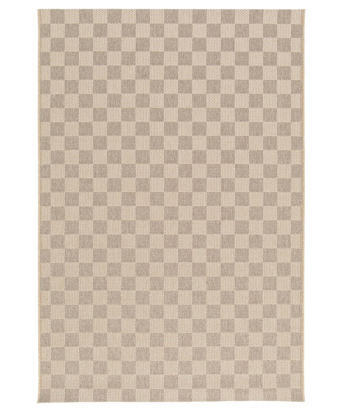 Tapeso Buitenkleed - Bask Check beige|zandkleur - 160x230 cm