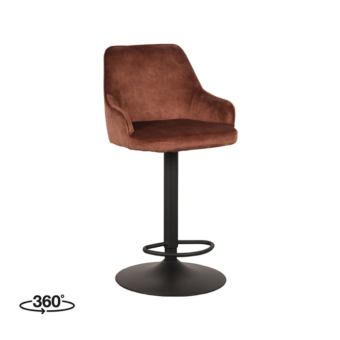 LABEL51 - Barkruk Fender - Rust Velours - Zwart Metaal