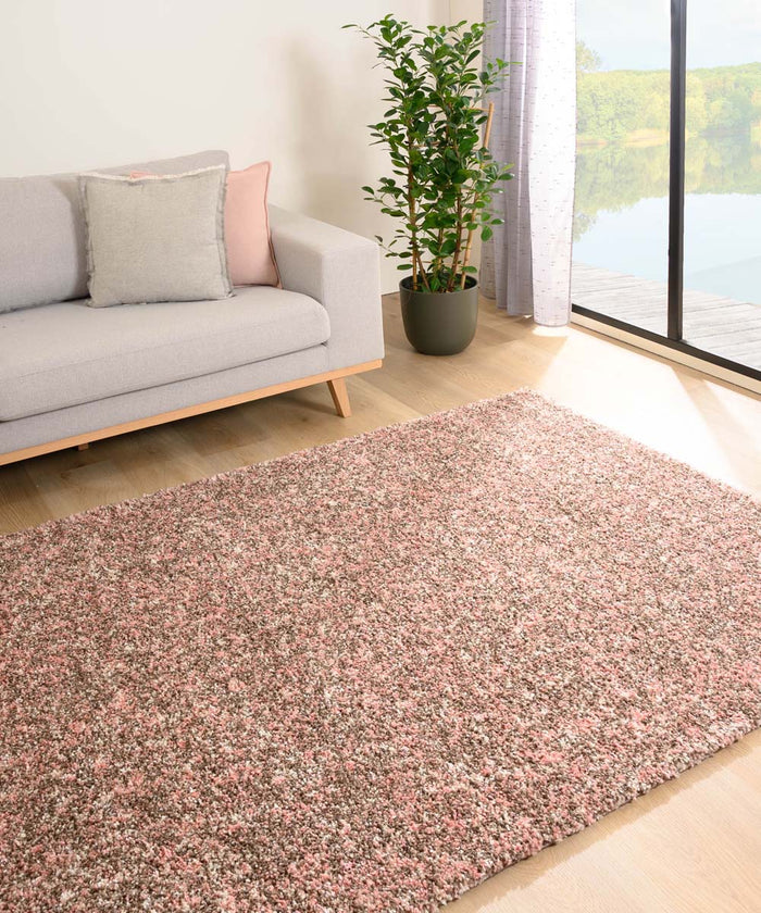 Tapeso Hoogpolig vloerkleed gemêleerd- Blend roze|beige - 80x150 cm