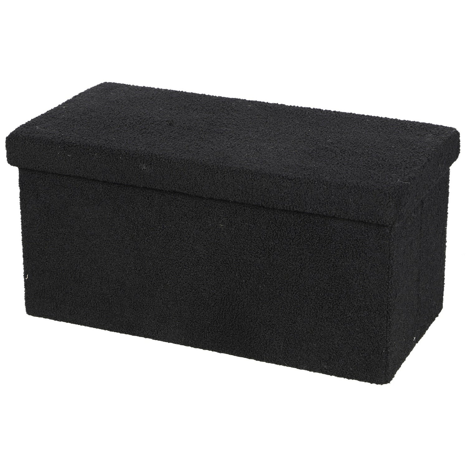Urban Living poef|hocker|opbergbox - zwart - mdf - 76 x 38 x 38 cm