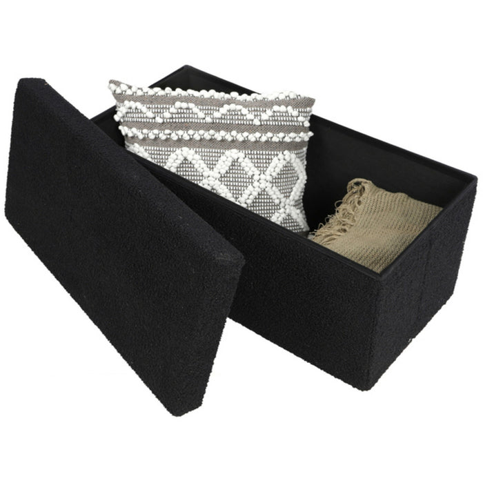 Urban Living poef|hocker|opbergbox - zwart - mdf - 76 x 38 x 38 cm