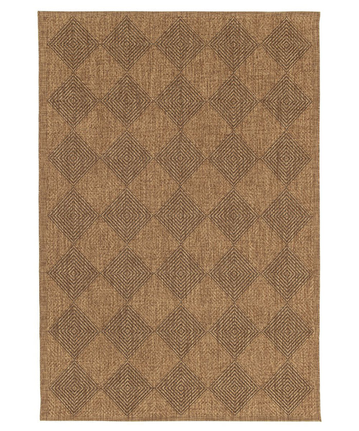 Tapeso Buitenkleed ruiten - Twill Parquet bruin|zwart - 200x290 cm