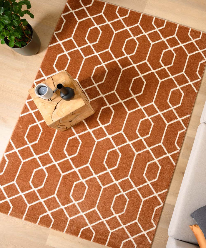 Tapeso Geometrisch vloerkleed - Aria koper - 160x230 cm