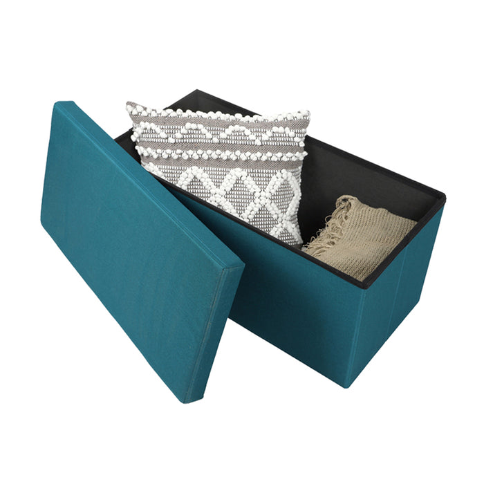 Urban Living poef|hocker|opbergbox - grijs - mdf - 76 x 38 x 38 cm