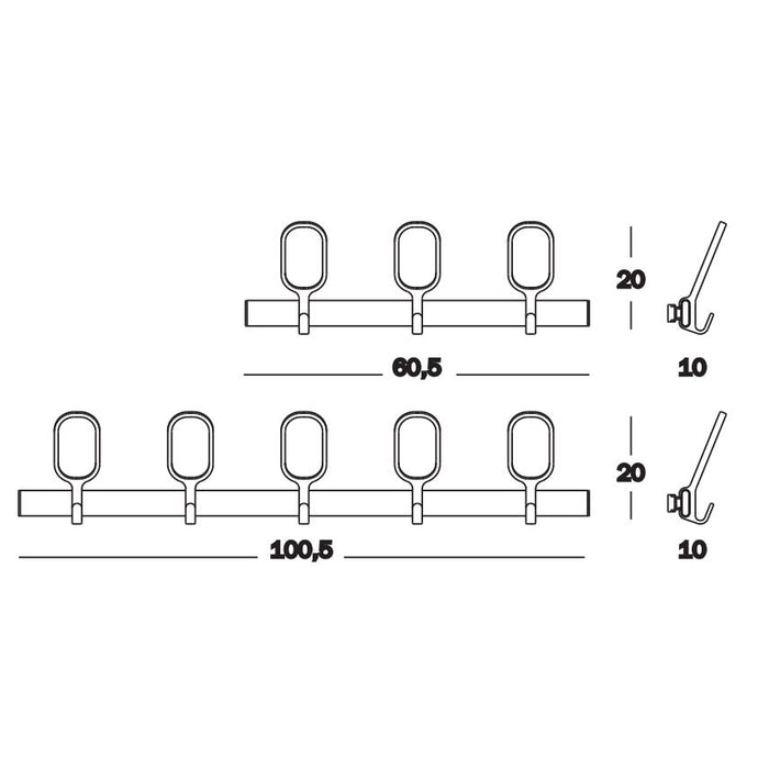 Birds on a Wire wandkapstok vijf haken wit