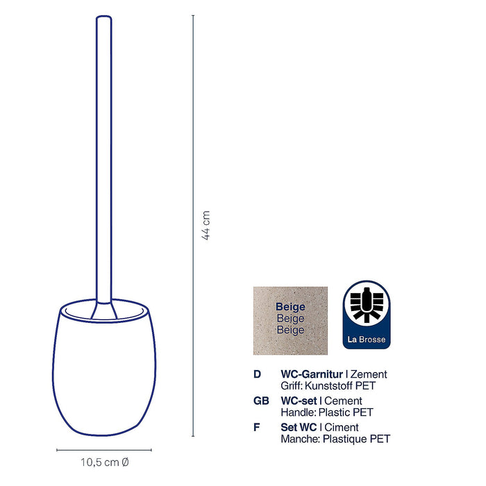 Wc-borstel Houder, Cement, Beige - Kela | Roda