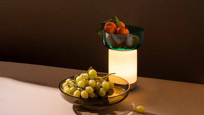 Bontà tafellamp met kom LED oplaadbaar turquoise