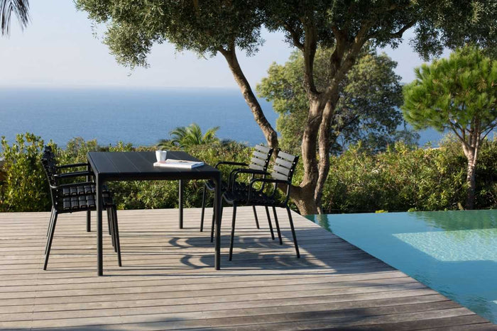 Four tuintafel 160x90 bamboe, zwart onderstel