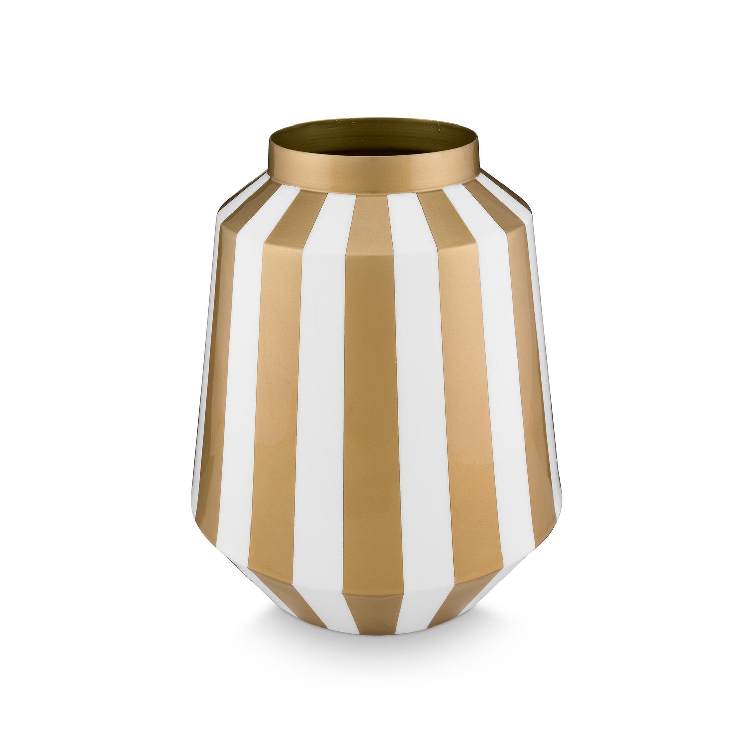 Pip Studio Vaas Stripes - Bloemenvaas van Metaal - Wit| Goud - 24x29cm