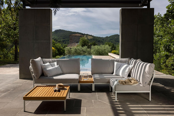 Houe Level2 Cozy Corner loungebank rechts frame wit stof Ash