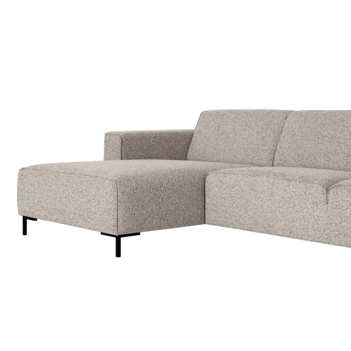 by fonQ Loft Hoekbank met Chaise Longue Links - Chenille Melange - Grijs