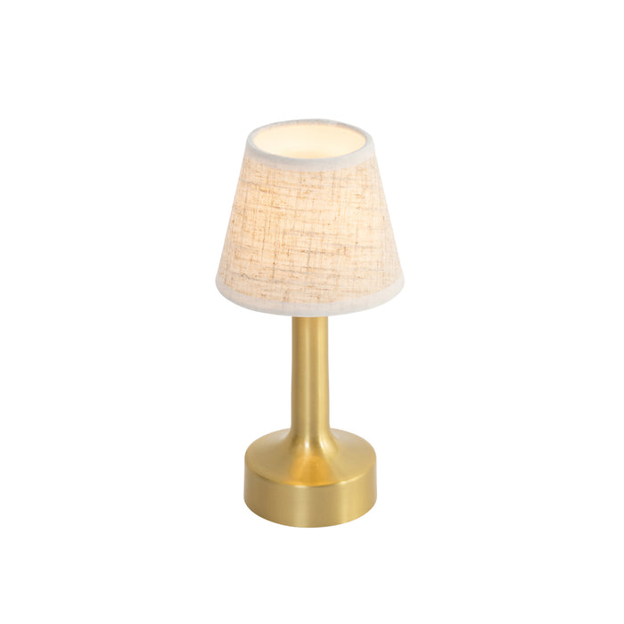 QAZQA Set van 2 tafellampen goud met beige RGBW oplaadbaar - Elise