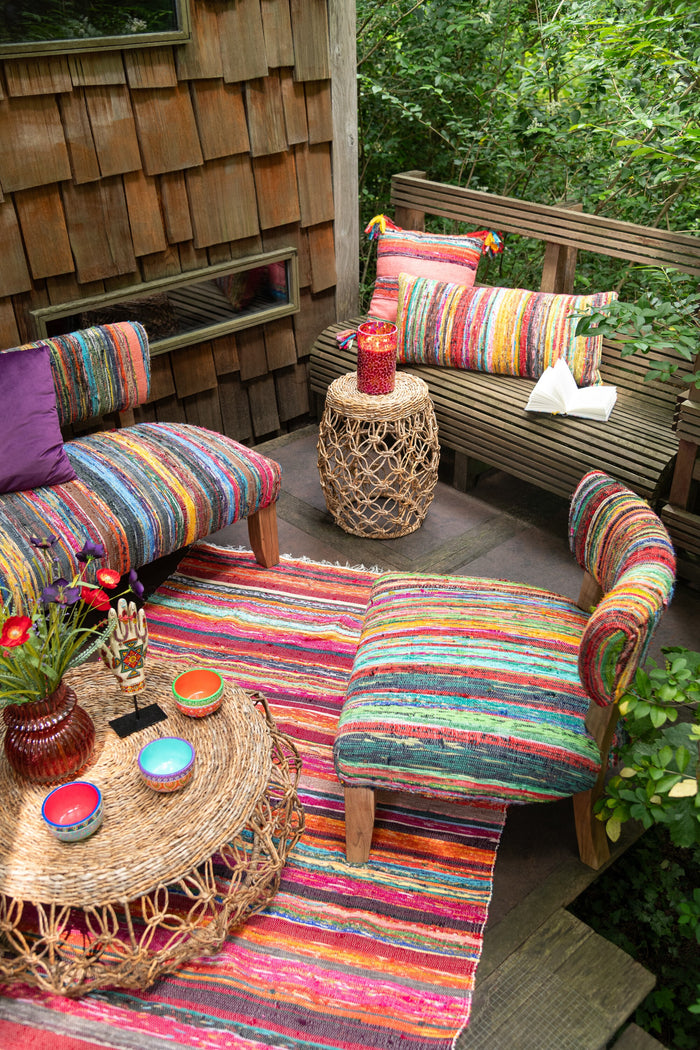 J-Line zetel 2P Chindi - hout|textiel - mix