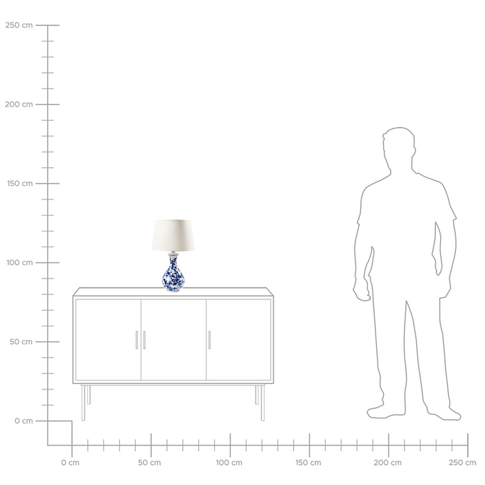 Beliani - CARMEN - Tafellamp - Wit|Blauw - Porselein|Linnen