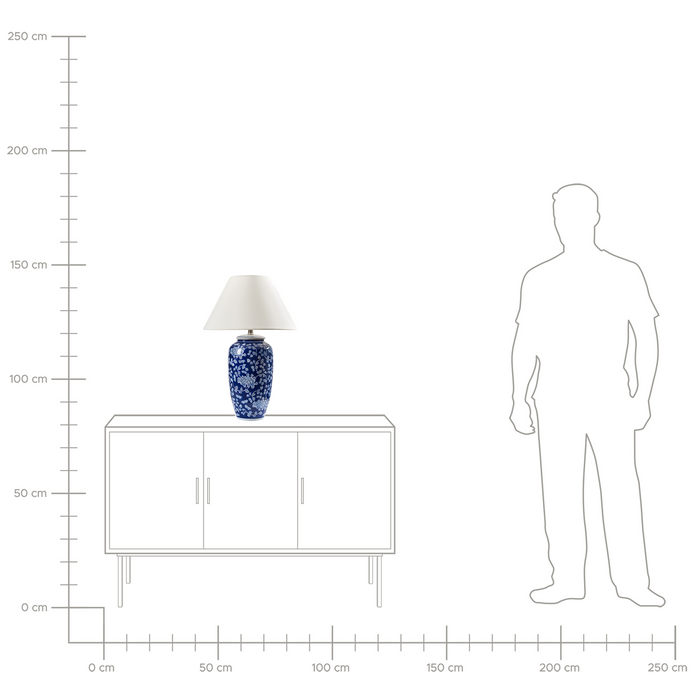 Beliani - ANGELES - Tafellamp - Wit|Blauw - Porselein|Linnen