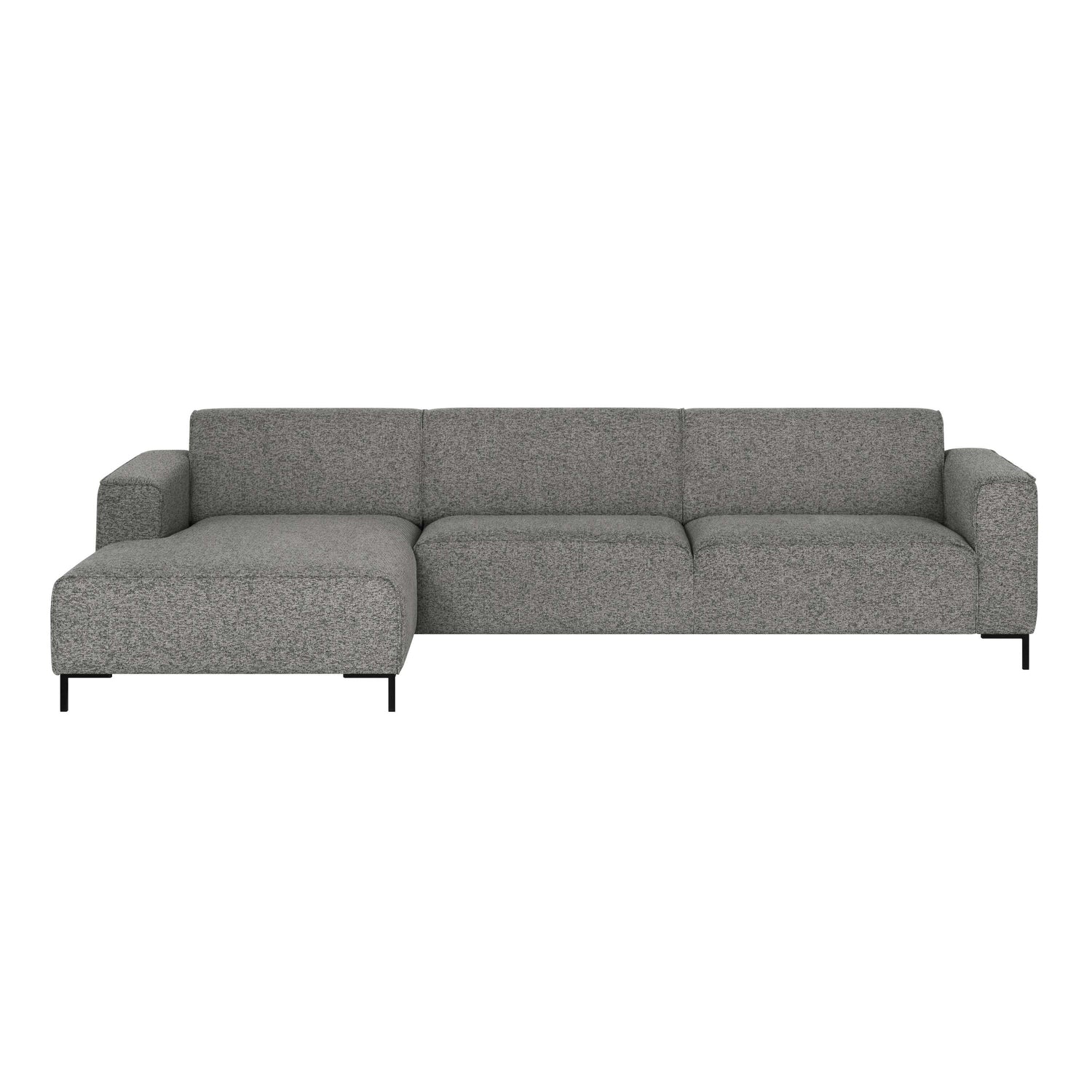by fonQ Loft Hoekbank met Chaise Longue Links - Chenille Melange - Steengrijs